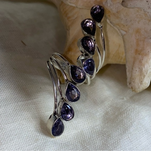 Amethyst multi-gem handcrafted adjustable ring - Picture 4 of 8